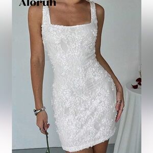 Elegant White Lace Mini Dress